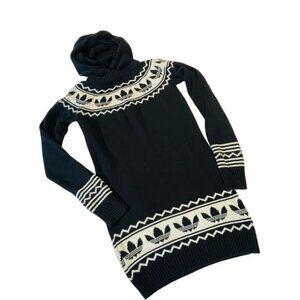 adidas Black and Cream Knit Turtleneck Tunic